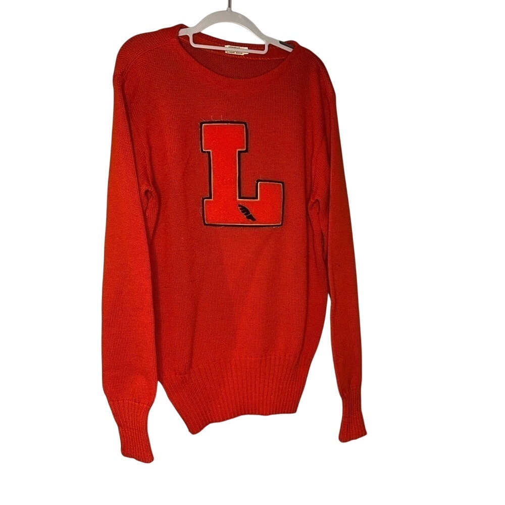 Vintage‎ 50's Sportsman's Enterprises letterman wool letter L orange sweater